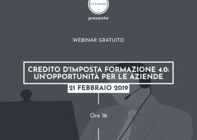 WEBINAR GRATUITO – Credito d’imposta formazione 4.0: un’opportunità per le aziende
