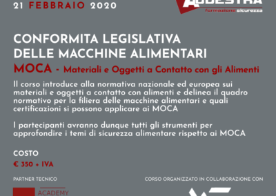 Conformità legislativa delle macchine alimentari – MOCA