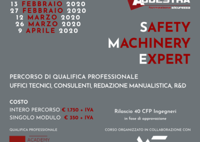 Safety Machinery Expert – Qualifica Professionale – QUARTA EDIZIONE