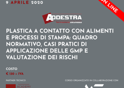 PLASTICA A CONTATTO CON ALIMENTI E PROCESSI DI STAMPA: QUADRO NORMATIVO, CASI PRATICI DI APPLICAZIONE DELLE GMP E VALUTAZIONE DEI RISCHI