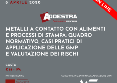 METALLI A CONTATTO CON ALIMENTI E PROCESSI DI STAMPA: QUADRO NORMATIVO, CASI PRATICI DI APPLICAZIONE DELLE GMP E VALUTAZIONE DEI RISCHI
