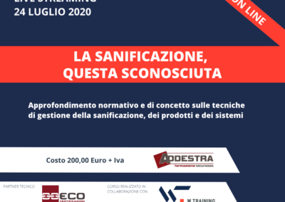 LA SANIFICAZIONE QUESTA SCONOSCIUTA