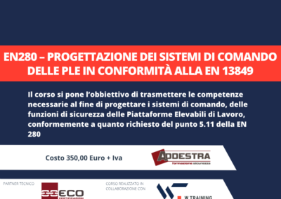 EN280 – Progettazione dei sistemi di comando delle PLE in conformità alla EN 13849