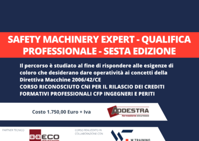 SAFETY MACHINERY EXPERT – QUALIFICA PROFESSIONALE
