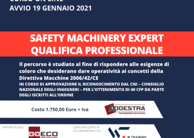 Safety Machinery Expert – Qualifica Professionale – SETTIMA EDIZIONE