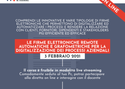 LE FIRME ELETTRONICHE REMOTE AUTOMATICHE E GRAFOMETRICHE PER LA DIGITALIZZAZIONE DEI PROCESSI AZIENDALI – TERZA EDIZIONE