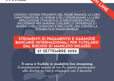 STRUMENTI DI PAGAMENTO E GARANZIE BANCARIE INTERNAZIONALI PER TUTELARSI DAL RISCHIO DI MANCATO INCASSO