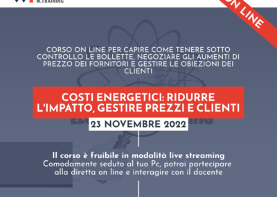 COSTI ENERGETICI: RIDURRE L’IMPATTO, GESTIRE PREZZI E CLIENTI