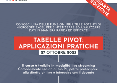 TABELLE PIVOT: APPLICAZIONI PRATICHE – QUARTA EDIZIONE