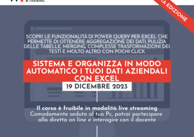 SISTEMA E ORGANIZZA IN MODO AUTOMATICO I TUOI DATI AZIENDALI CON EXCEL – SESTA EDIZIONE